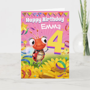 4 ans Carte d'anniversaire personnalisée Gamme Lit