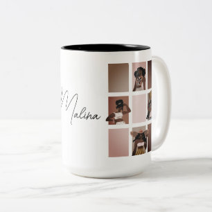 4 Beautiful Black Ladies Boho Chic Art Style Name Two-Tone Coffee Mug