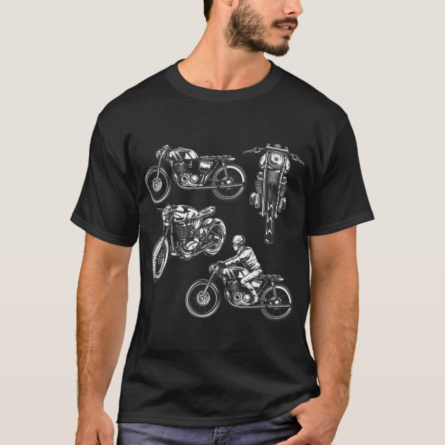 4 Bikes Vintage Motorcycle Design T-Shirt (Front)