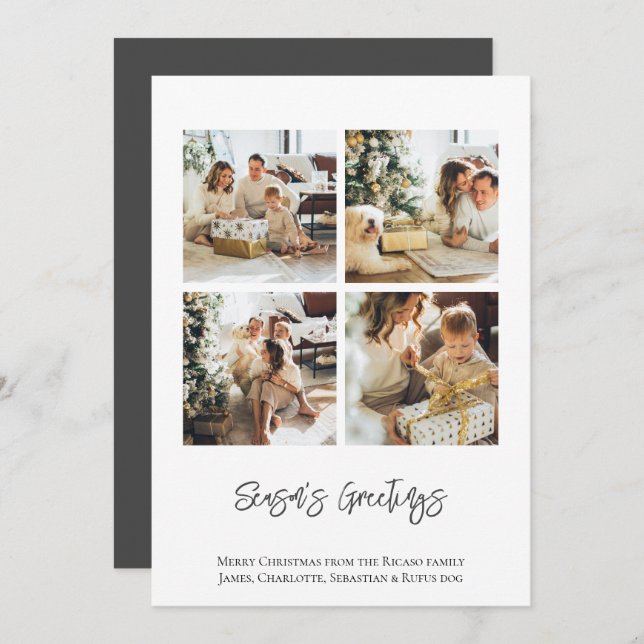 4 Bonnes Fêtes photo modèle de Noël (Devant / Derrière)