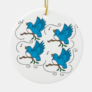 4 Calling Birds Ceramic Ornament