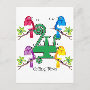4 Calling Birds Postcard