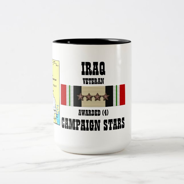 4 CAMPAIGN STARS IRAQ VETERAN Two-Tone COFFEE MUG (Center)