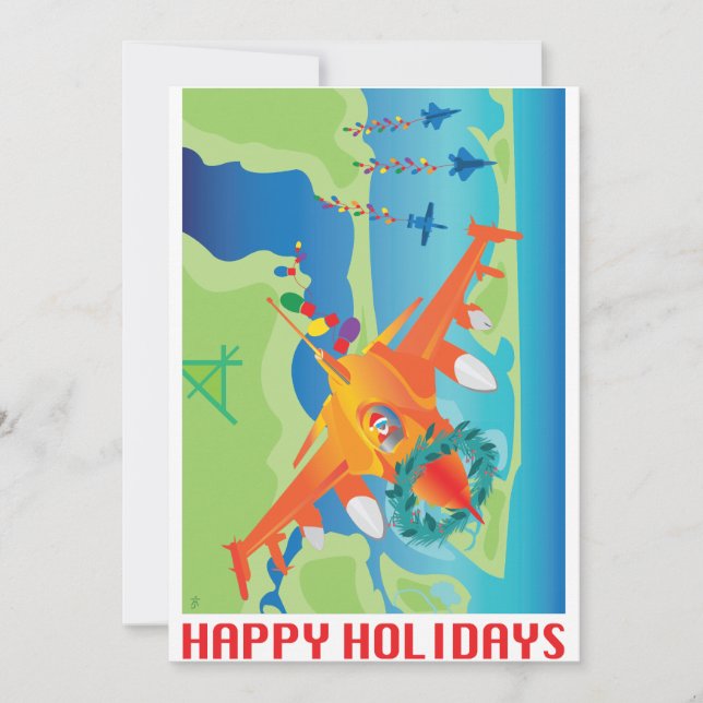 4 cartes de Noël pour avions militaires (Devant)
