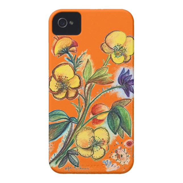 4 Case-Mate Coque iphone jaune d'orange de bouquet (Dos)