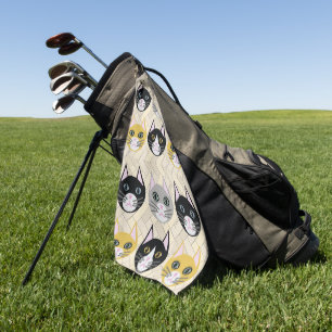 4 Cats, Herringbone Beige Golf Towel