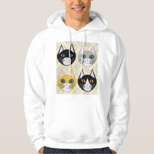 4 Cats, Herringbone Beige Hoodie