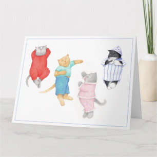 4 CATS IN PAJAMAS 8.5x11 Big Greeting Card