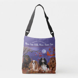 4 Cavalier King Charles with Leaves Tote Bag