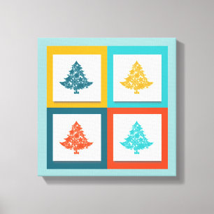 4 Christmas Trees Retro Design Canvas Print