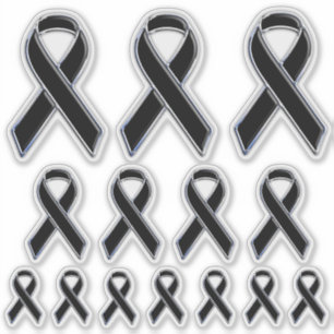 4 Chrome Style Print Black Ribbon Awareness