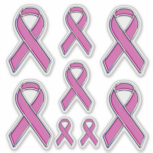 4 Chrome Style Print Pink Ribbon Awareness