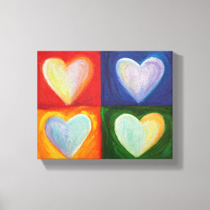 4 Coeurs d'amour Peinture Toile Art Imprimer