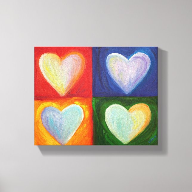 4 Coeurs d'amour Peinture Toile Art Imprimer (Recto)