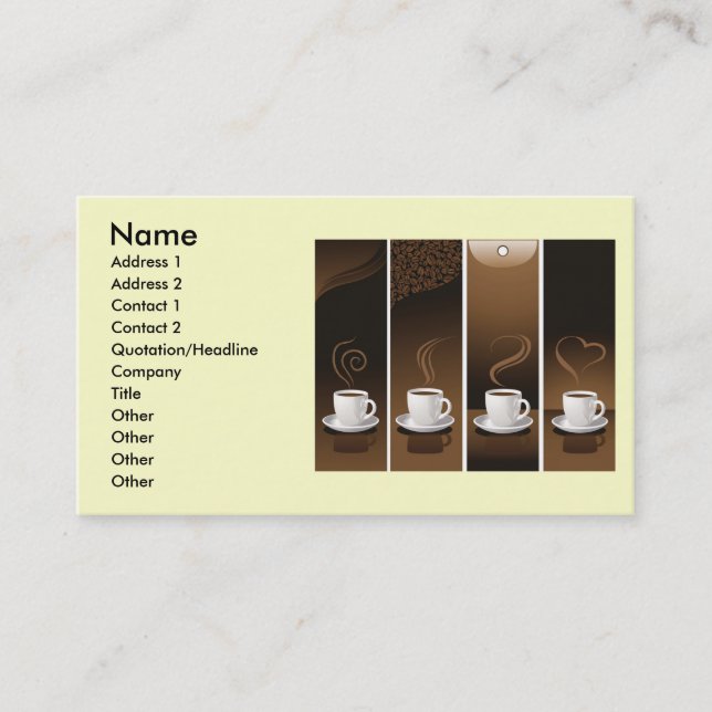 4 Coffee Cups in vector, Name, Address 1, Addre... Business Card (Front)