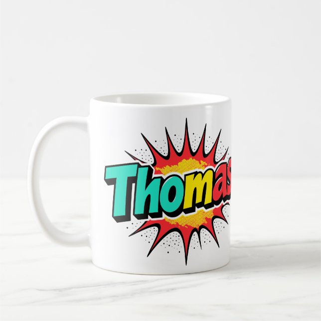 4 Color Thomas 1 - Retro Comic Coffee Mug (Left)
