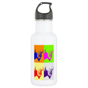 4 Colour Pop Art Buffalo Bison 532 Ml Water Bottle