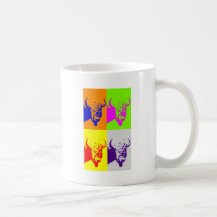 4 Colour Pop Art Buffalo Bison Coffee Mug
