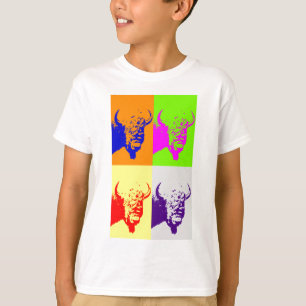4 Colour Pop Art Buffalo Bison T-Shirt