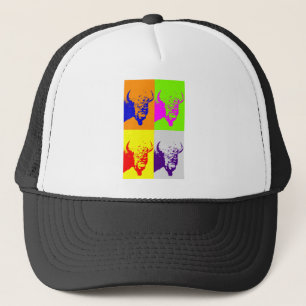 4 Colour Pop Art Buffalo Bison Trucker Hat
