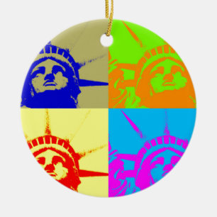 4 Colour Pop Art Lady Liberty Ceramic Ornament