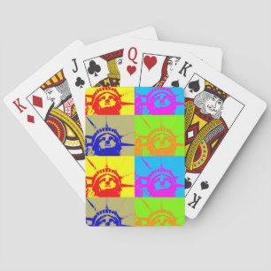 4 Colour Pop Art Lady Liberty Playing Cards