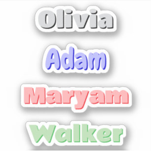 4 Colourful Retro Kids   Custom Name Stickers