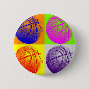 4 Colours Pop Art Basketball 2 Inch Round Button