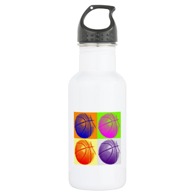 4 Colours Pop Art Basketball 532 Ml Water Bottle (Front)