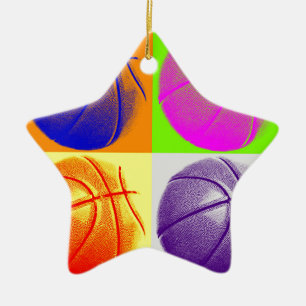 4 Colours Pop Art Basketball Ceramic Ornament