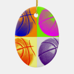 4 Colours Pop Art Basketball Ceramic Ornament