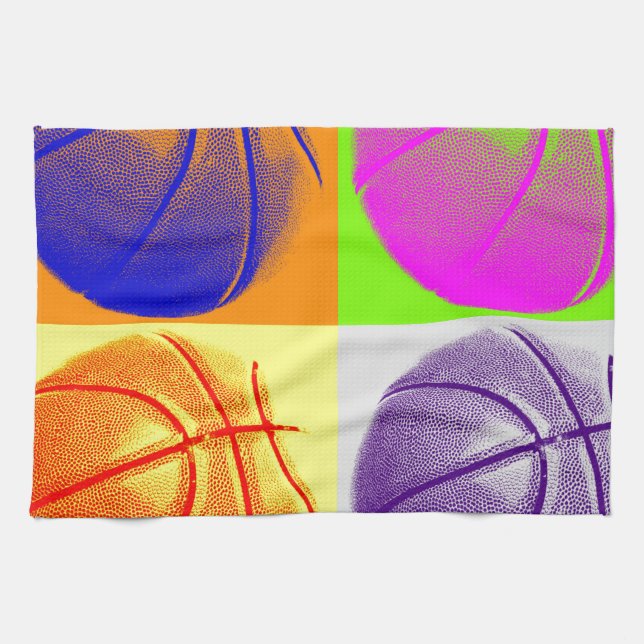 4 Colours Pop Art Basketball Kitchen Towel (Horizontal)