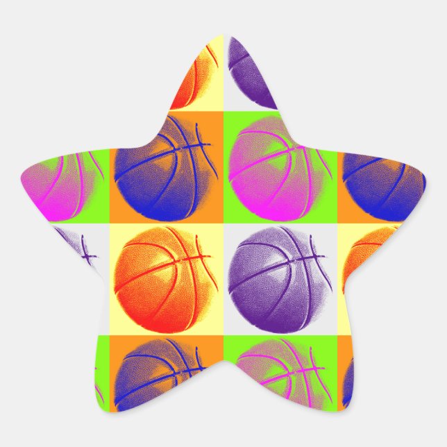 4 Colours Pop Art Basketball Star Sticker (Front)