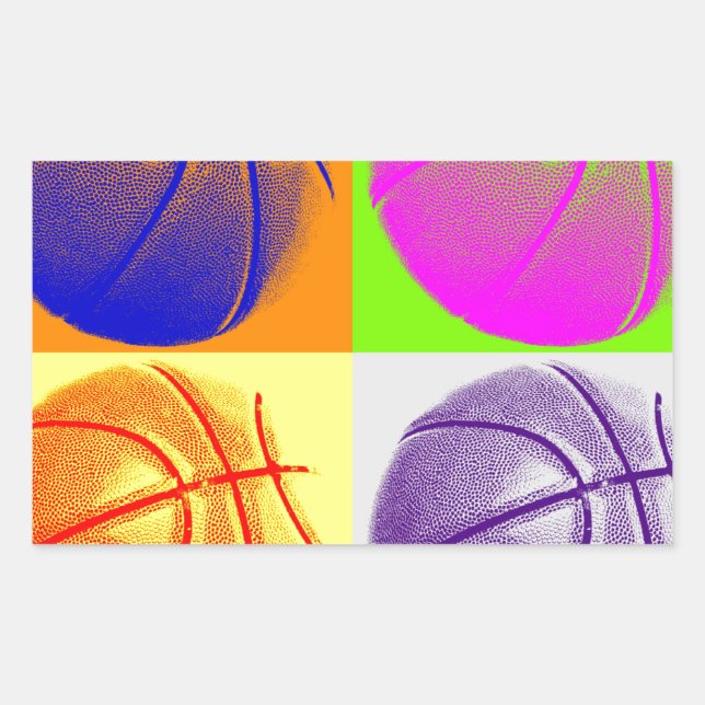 4 Colours Pop Art Basketball Sticker (Front)