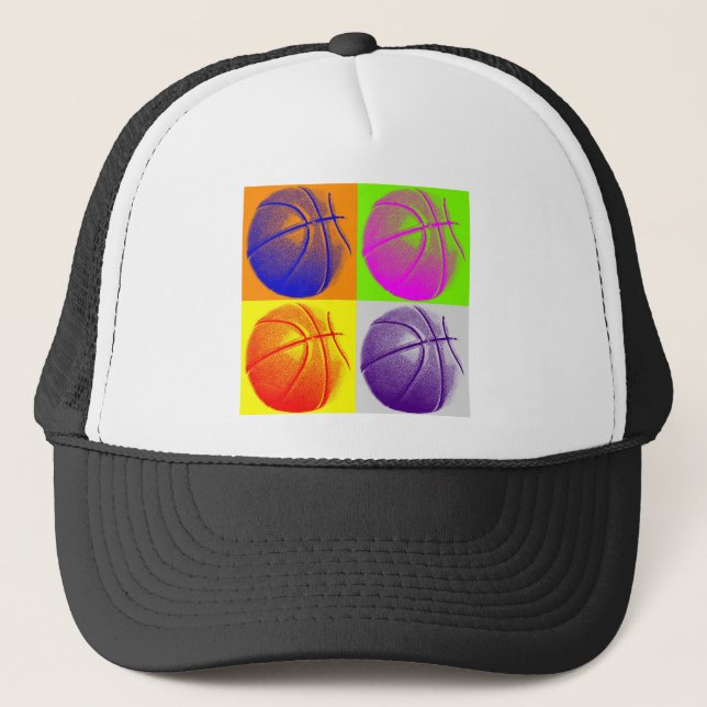 4 Colours Pop Art Basketball Trucker Hat (Front)