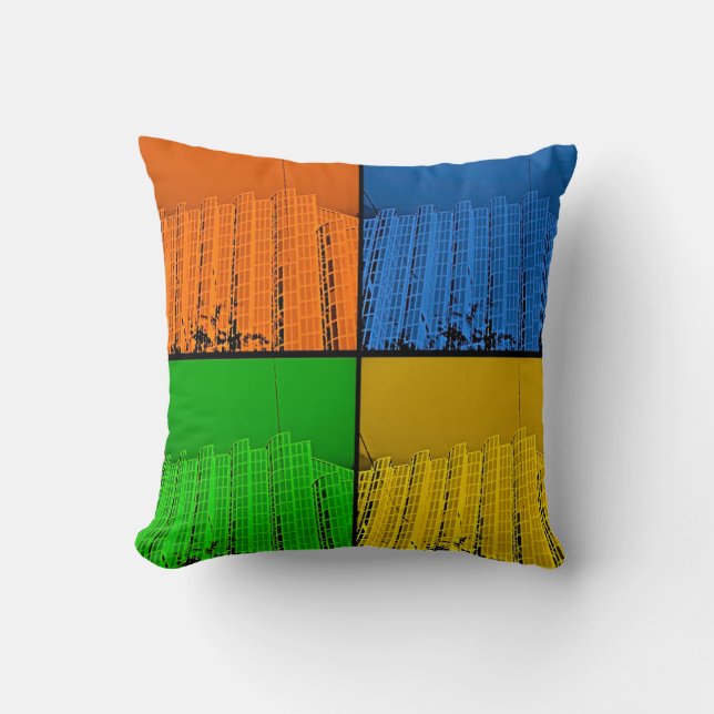 4 Colours Throw Pillow (Front)