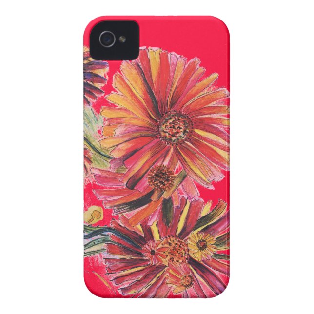 4 Coque iphone rouge de marguerite de taille superbe (Dos)