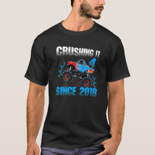 4 Crushing It Since 2018 Monster Truck 4th Birthda T-Shirt