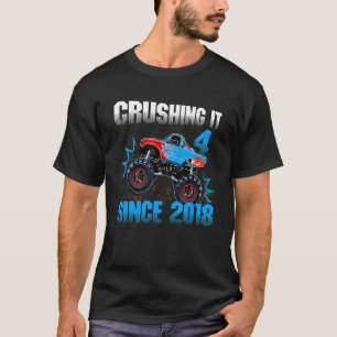 4 Crushing It Since 2018 Monster Truck 4th Birthda T-Shirt