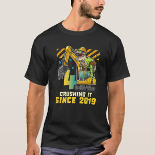 4 Crushing It Since 2019 Excavator 4 Years Old 4Th T-Shirt
