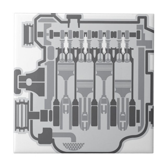 4 cylinder engine vector tile (Front)