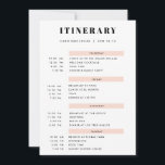 4 Day Simple Blush Itinerary Invitation<br><div class="desc">Use this Invitation to invite all the fabulous girls on your 4 day getaway. Design features a bold serif font that says "Itinerary" with all the details in a san serif font below. The date headlines are highlighted with a blush pink box.</div>