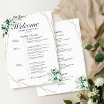 4 Days Wedding Itinerary Geometric Greenery<br><div class="desc">Get ready to be captivated by our stunning gold greenery wedding suite! This exquisite design features an elegant geometric frame beautifully decorated with delicate greenery leaves and floral illustrations. With its modern, chic calligraphy, it's the ideal touch for your enchanting garden-themed wedding. If you have any special requests or need...</div>