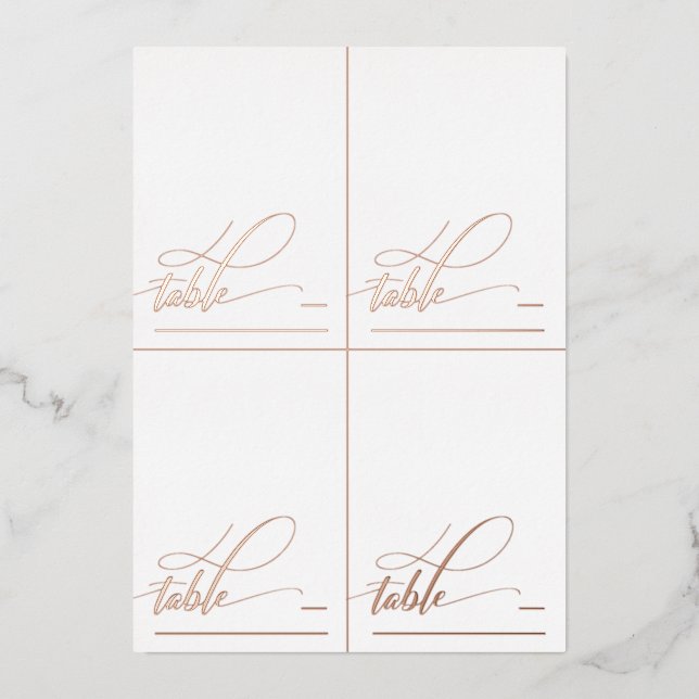 4 DIY Rose Gold Foil Calligraphy Folded Place Card (Front)