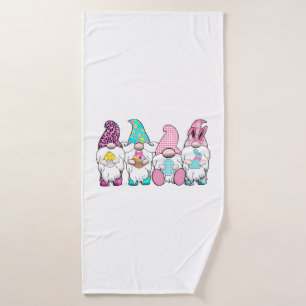 4 Easter Gnomes Pastel Spring Bunny Ears Gingham R Bath Towel