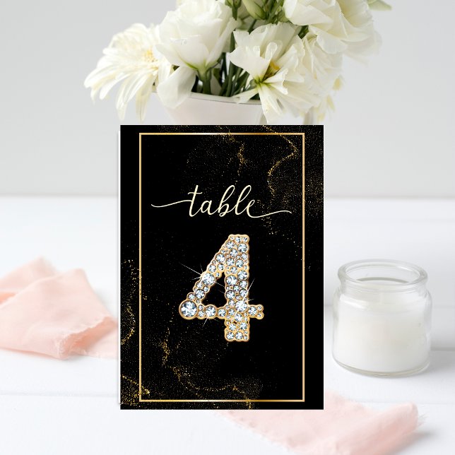 4 Elegant Diamond Printable Table Numbers (Creator Uploaded)