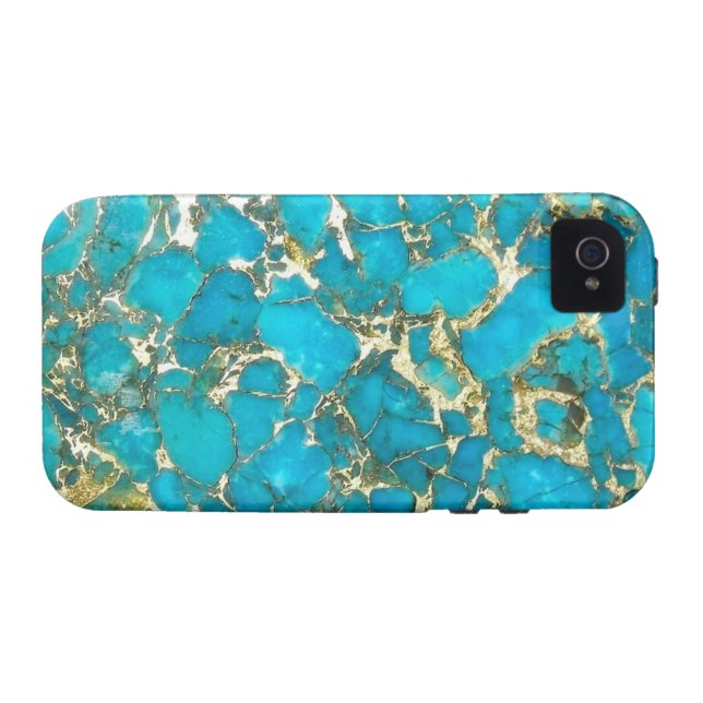 4 Et 4S Coque iphone de motif de turquoise (Dos Horizontal)