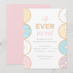 4 Ever Sweet Pastel Donut Invitation de fête d'ann