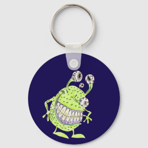 4 eyed green alien monster keychain