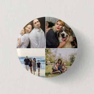  4 Family Photo Collage Custom 1 Inch Round Button